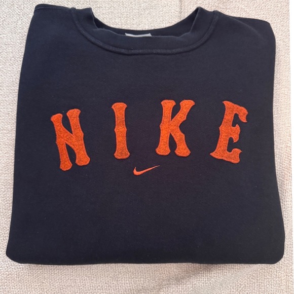 Nike Other - Vintage 90s Nike Made USA Black Appliqué Logo Crewneck Sweatshirt XL